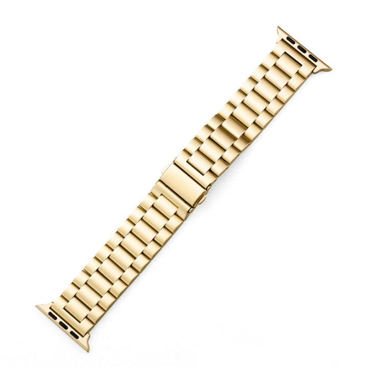 Lisslune | For Apple Watch Series 10 42mm / 9&8&7 41mm / SE 3&SE 2&6&SE&5&4 40mm / 3&2&1 38mm Fold Closure 3 Beads Stainless Steel Watch Band (Gold)