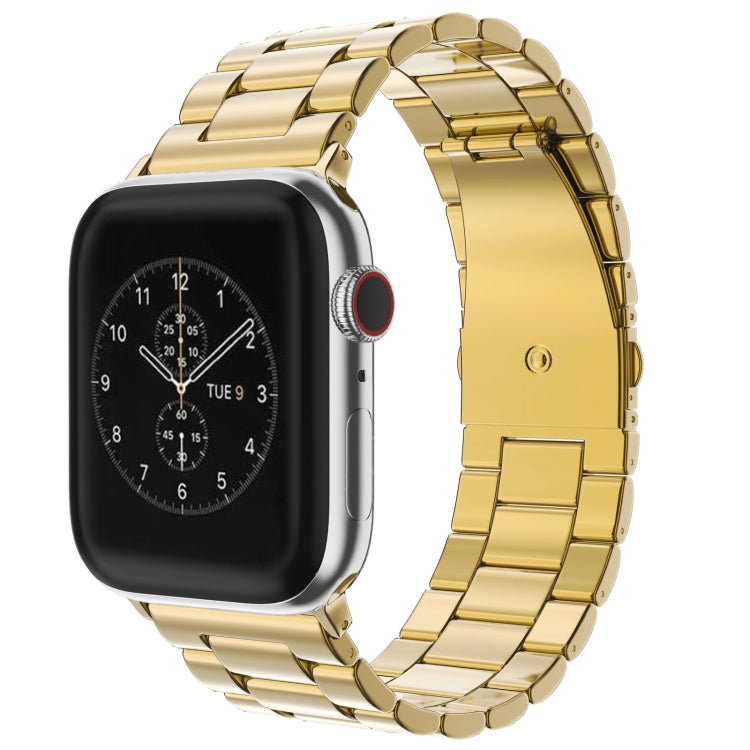 Lisslune | For Apple Watch Series 10 42mm / 9&8&7 41mm / SE 3&SE 2&6&SE&5&4 40mm / 3&2&1 38mm Fold Closure 3 Beads Stainless Steel Watch Band (Gold)