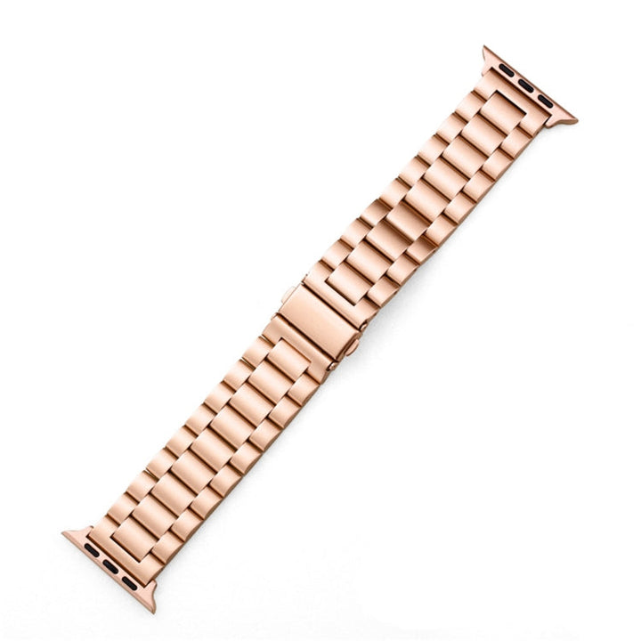 Lisslune | For Apple Watch Series 10 42mm / 9&8&7 41mm / SE 3&SE 2&6&SE&5&4 40mm / 3&2&1 38mm Folding Clasp 3 Pearl Stainless Steel Bracelet (Rose Gold)