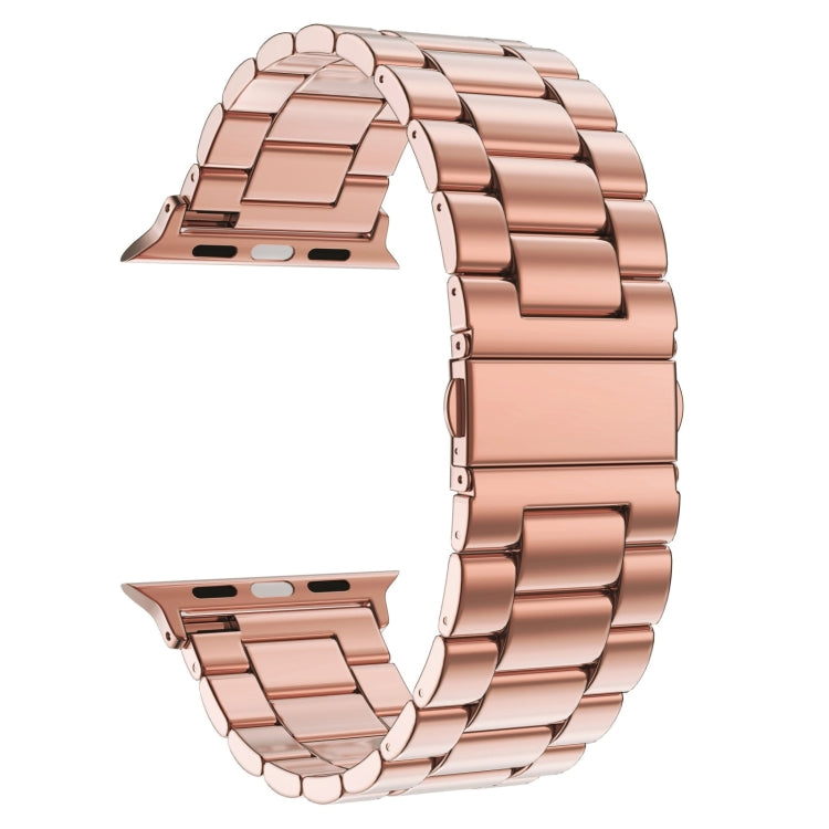 Lisslune | For Apple Watch Series 10 42mm / 9&8&7 41mm / SE 3&SE 2&6&SE&5&4 40mm / 3&2&1 38mm Folding Clasp 3 Pearl Stainless Steel Bracelet (Rose Gold)