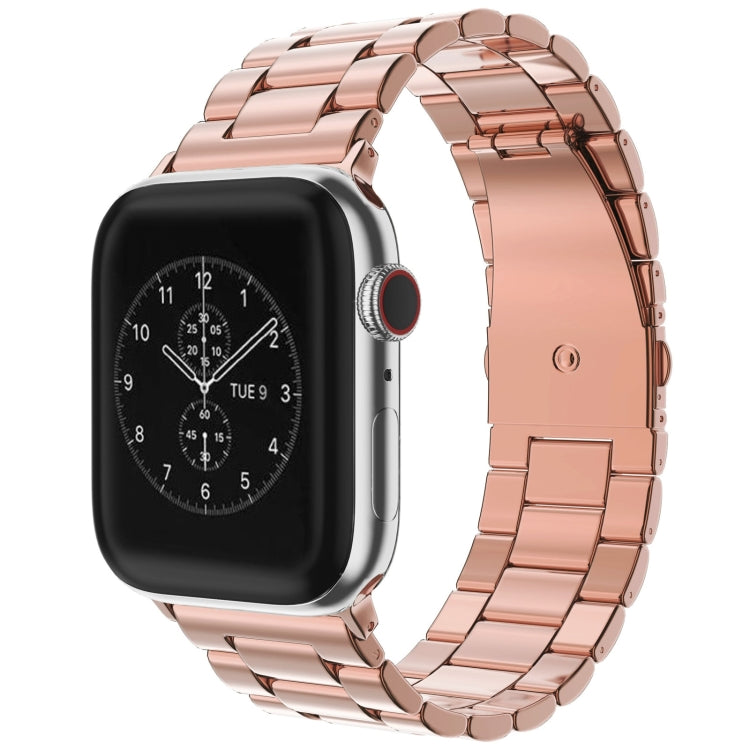 Lisslune | For Apple Watch Series 10 42mm / 9&8&7 41mm / SE 3&SE 2&6&SE&5&4 40mm / 3&2&1 38mm Folding Clasp 3 Pearl Stainless Steel Bracelet (Rose Gold)