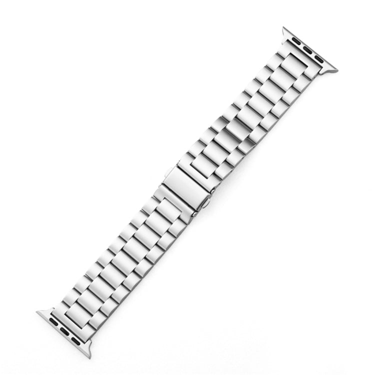 Lisslune | For Apple Watch Series 10 42mm / 9&8&7 41mm / SE 3&SE 2&6&SE&5&4 40mm / 3&2&1 38mm Fold-Over Clasp 3 Beads Stainless Steel Bracelet (Silver)