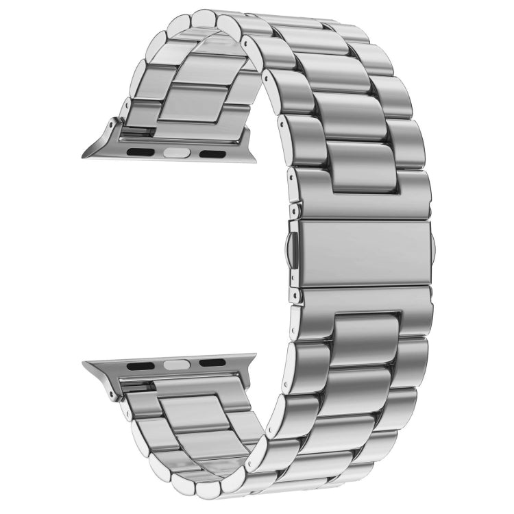 Lisslune | For Apple Watch Series 10 42mm / 9&8&7 41mm / SE 3&SE 2&6&SE&5&4 40mm / 3&2&1 38mm Fold-Over Clasp 3 Beads Stainless Steel Bracelet (Silver)