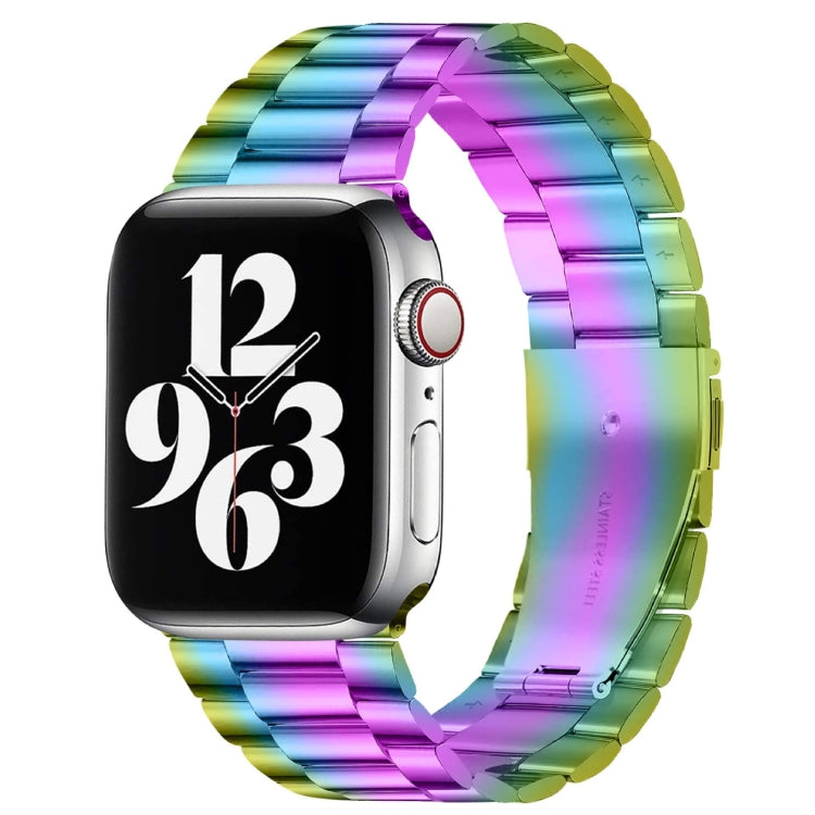 Lisslune | Pleated Buckle 3 Pearl Stainless Steel Bracelet for Apple Watch Ultra 49mm & Watch Ultra 2 49mm / Series 10 46mm / 9 & 8 & 7 45mm / SE 3 & SE 2 & 6 & SE & 5 & 4 44mm / 3 & 2 & 1 42mm (Color)