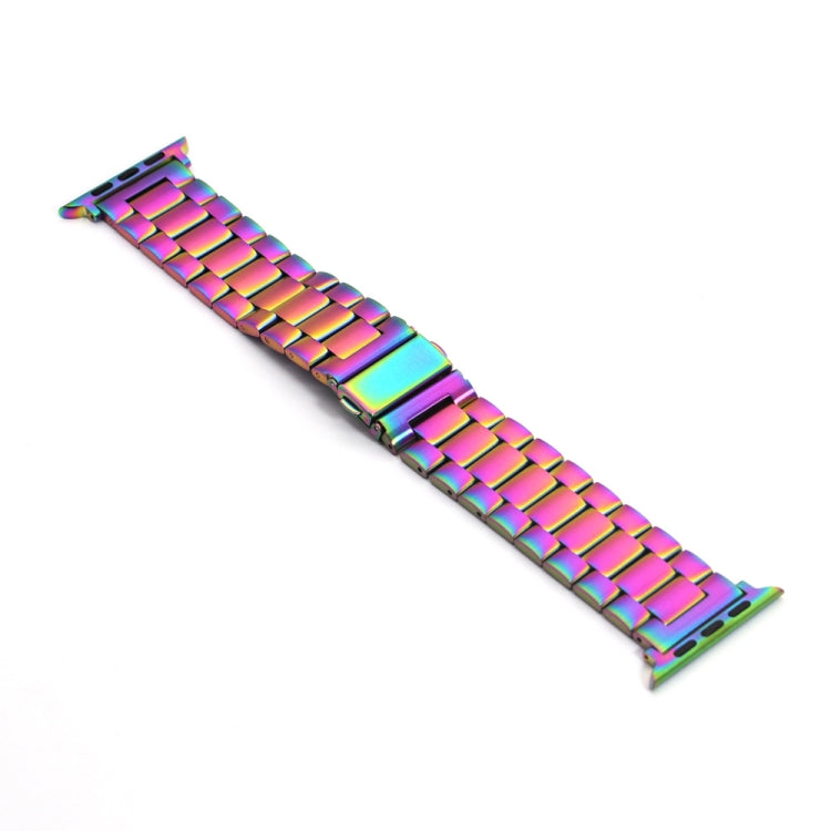Lisslune | Pleated Buckle 3 Pearl Stainless Steel Bracelet for Apple Watch Ultra 49mm & Watch Ultra 2 49mm / Series 10 46mm / 9 & 8 & 7 45mm / SE 3 & SE 2 & 6 & SE & 5 & 4 44mm / 3 & 2 & 1 42mm (Color)