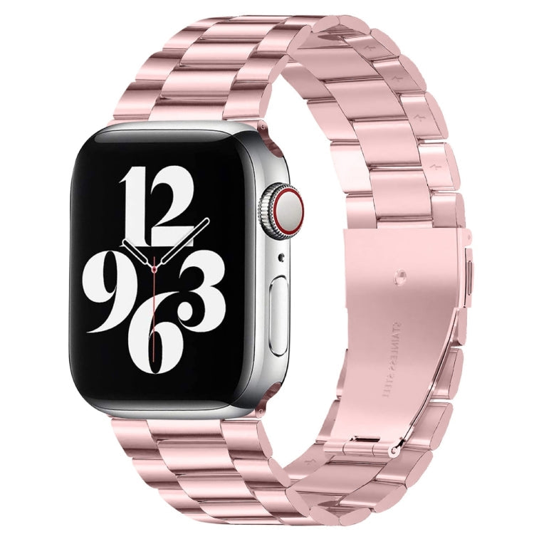 Lisslune | Foldable Closure 3 Pearls Stainless Steel Bracelet for Apple Watch Ultra 49mm & Watch Ultra 2 49mm / Series 10 46mm / 9 & 8 & 7 45mm / SE 3 & SE 2 & 6 & SE & 5 & 4 44mm / 3 & 2 & 1 42mm (Pink)