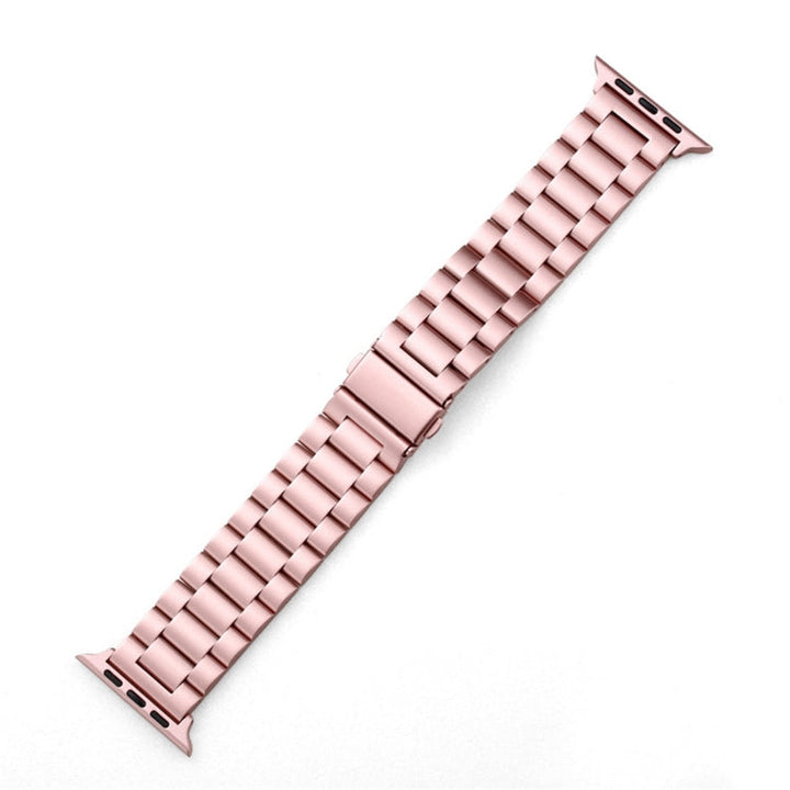 Lisslune | Foldable Closure 3 Pearls Stainless Steel Bracelet for Apple Watch Ultra 49mm & Watch Ultra 2 49mm / Series 10 46mm / 9 & 8 & 7 45mm / SE 3 & SE 2 & 6 & SE & 5 & 4 44mm / 3 & 2 & 1 42mm (Pink)