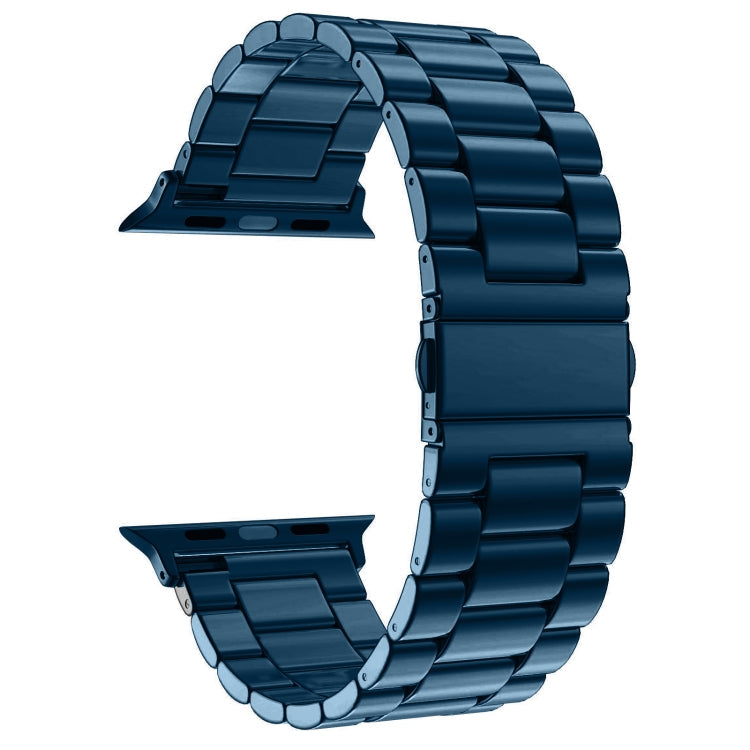 Lisslune | Folded Buckle 3 Pearls Stainless Steel Watch Band for Apple Watch Ultra 49mm & Watch Ultra 2 49mm / Series 10 46mm / 9 & 8 & 7 45mm / SE 3 & SE 2 & 6 & SE & 5 & 4 44mm / 3 & 2 & 1 42mm (Blue)