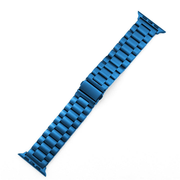 Lisslune | Folded Buckle 3 Pearls Stainless Steel Watch Band for Apple Watch Ultra 49mm & Watch Ultra 2 49mm / Series 10 46mm / 9 & 8 & 7 45mm / SE 3 & SE 2 & 6 & SE & 5 & 4 44mm / 3 & 2 & 1 42mm (Blue)
