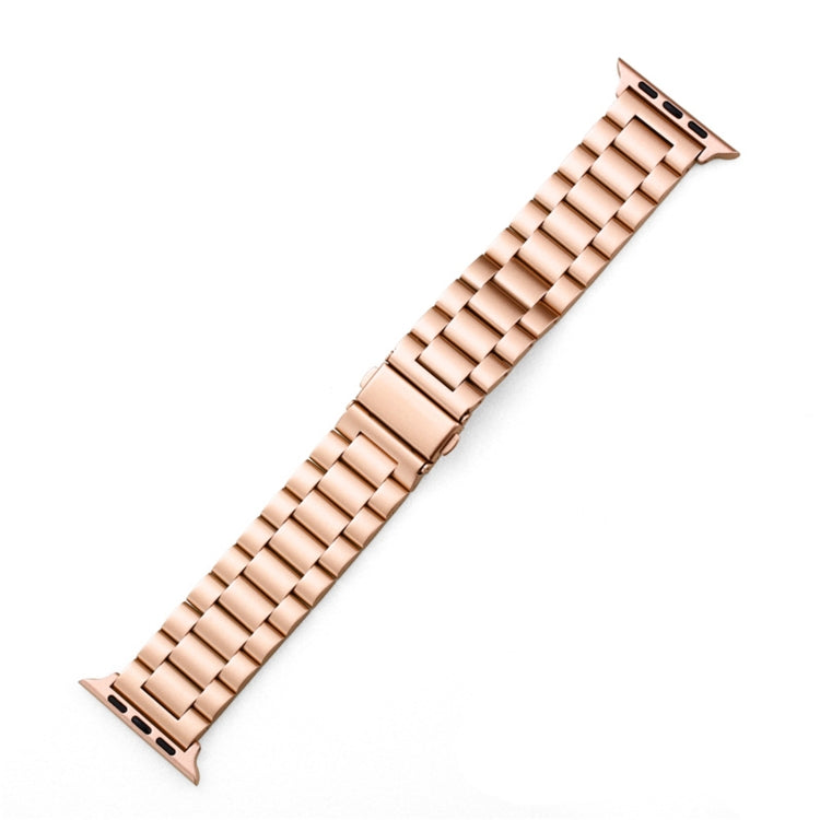 Lisslune | Folding clasp 3 pearls stainless steel watch band for Apple Watch Ultra 49mm & Watch Ultra 2 49mm / Series 10 46mm / 9 & 8 & 7 45mm / SE 3 & SE 2 & 6 & SE & 5 & 4 44mm / 3 & 2 & 1 42mm (Rose gold)