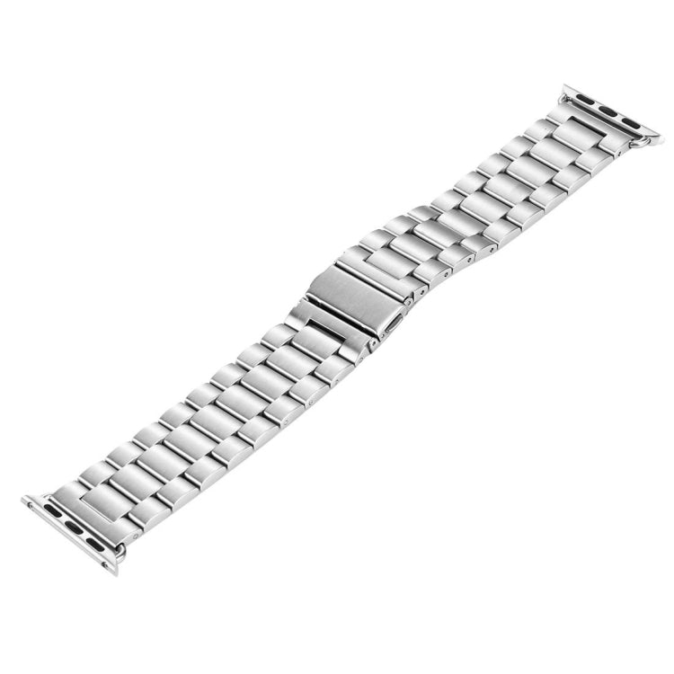 Lisslune | Foldable closure 3 beads stainless steel watch band for Apple Watch Ultra 49mm & Watch Ultra 2 49mm / Series 10 46mm / 9 & 8 & 7 45mm / SE 3 & SE 2 & 6 & SE & 5 & 4 44mm / 3 & 2 & 1 42mm (Silver)