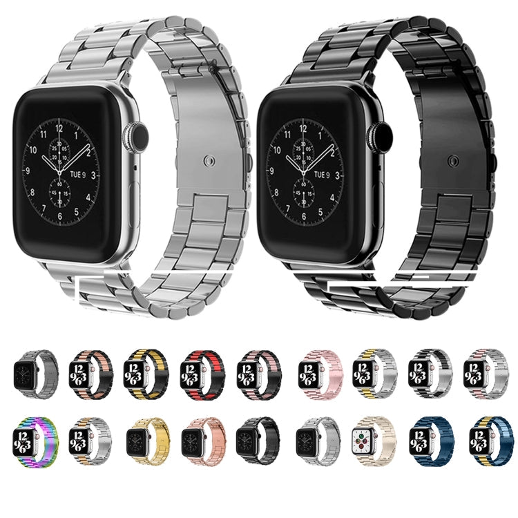 Lisslune | Folded Buckle 3 Pearls Stainless Steel Watch Band for Apple Watch Ultra 49mm & Watch Ultra 2 49mm / Series 10 46mm / 9 & 8 & 7 45mm / SE 3 & SE 2 & 6 & SE & 5 & 4 44mm / 3 & 2 & 1 42mm (Blue)