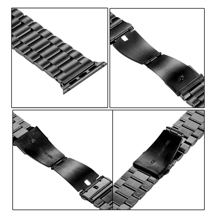 Lisslune | Folding clasp 3 pearls stainless steel watch band for Apple Watch Ultra 49mm & Watch Ultra 2 49mm / Series 10 46mm / 9 & 8 & 7 45mm / SE 3 & SE 2 & 6 & SE & 5 & 4 44mm / 3 & 2 & 1 42mm (Rose gold)