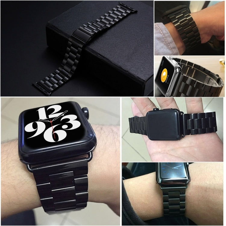Lisslune | Fold Buckle 3 Pearls Stainless Steel Watch Band For Apple Watch Ultra 49mm&Watch Ultra 2 49mm / Series 10 46mm / 9&8&7 45mm / SE 3&SE 2&6&SE&5&4 44mm / 3&2&1 42mm (Blue Gold)