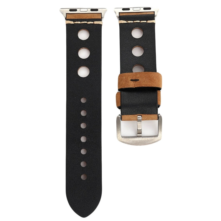 Lisslune | For Apple Watch Series 10 42mm / 9&8&7 41mm / SE 3&SE 2&6&SE&5&4 40mm / 3&2&1 38mm Retro Hole Leather Watch Band (Khaki)