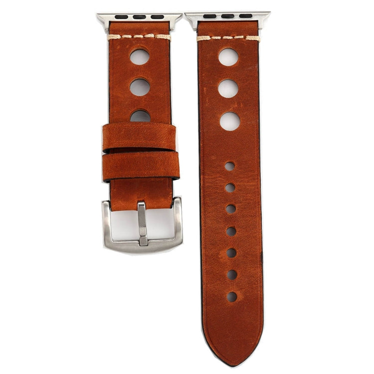 Lisslune | For Apple Watch Series 10 42mm / 9&8&7 41mm / SE 3&SE 2&6&SE&5&4 40mm / 3&2&1 38mm Retro Hole Leather Strap (Reddish Brown)