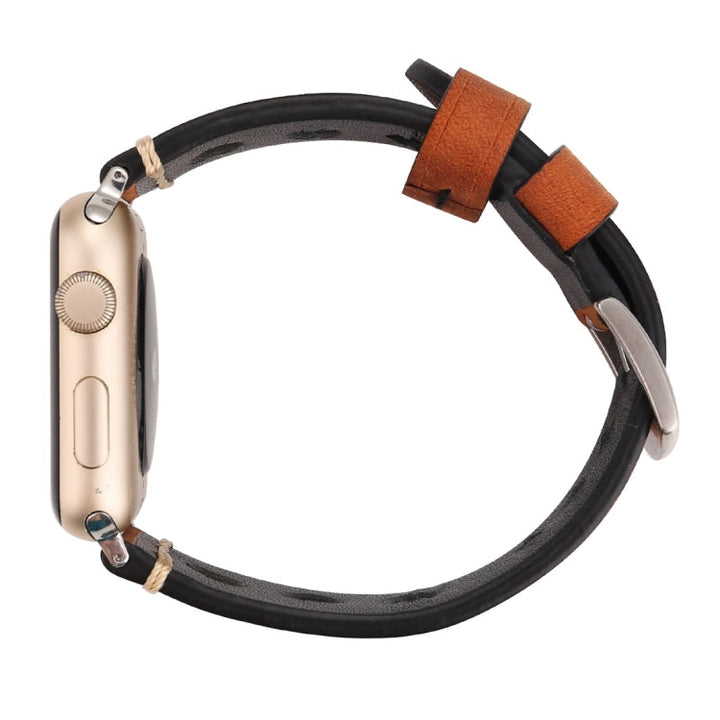 Lisslune | For Apple Watch Series 10 42mm / 9&8&7 41mm / SE 3&SE 2&6&SE&5&4 40mm / 3&2&1 38mm Retro Hole Leather Strap (Reddish Brown)