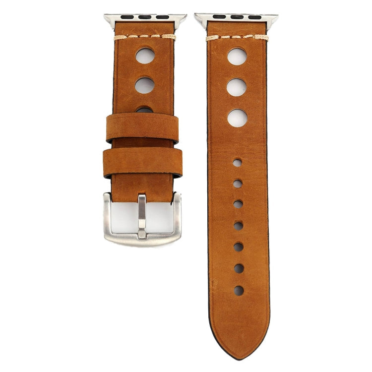 Lisslune | For Apple Watch Series 10 42mm / 9&8&7 41mm / SE 3&SE 2&6&SE&5&4 40mm / 3&2&1 38mm Retro Hole Leather Strap (Brown)