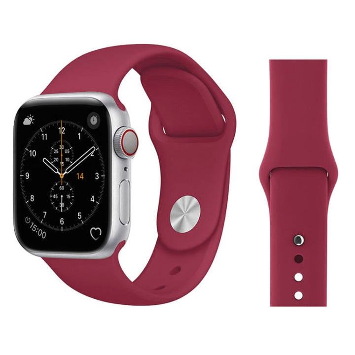 Lisslune | For Apple Watch Series 3 & 2 & 1 38mm Fashionable Simple Style Silicone Wristwatch Band (Red)