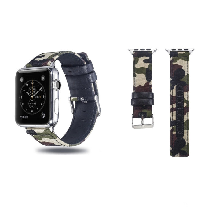 Lisslune | Fabric+Cowhide Watch Strap for Apple Apple Watch Series 7 41mm / 6 & SE & 5 & 4 40mm / 3 & 2 & 1 38mm