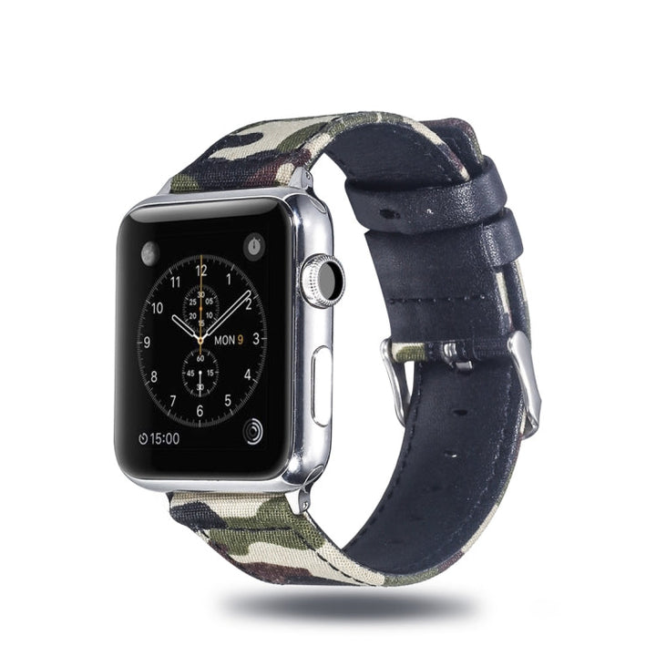 Lisslune | Fabric+Cowhide Watch Strap for Apple Apple Watch Series 7 41mm / 6 & SE & 5 & 4 40mm / 3 & 2 & 1 38mm