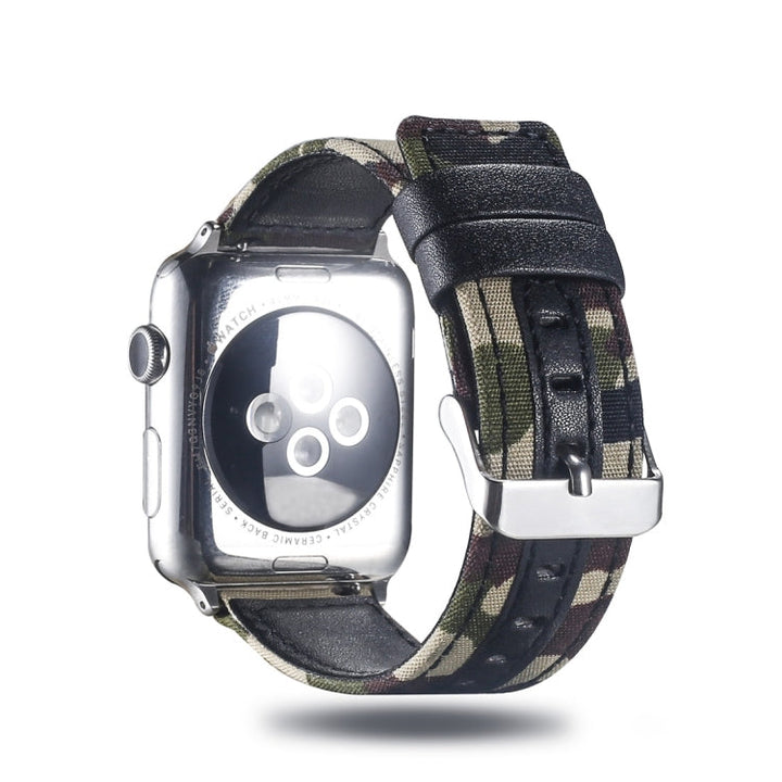 Lisslune | Fabric+Cowhide Watch Strap for Apple Apple Watch Series 7 41mm / 6 & SE & 5 & 4 40mm / 3 & 2 & 1 38mm