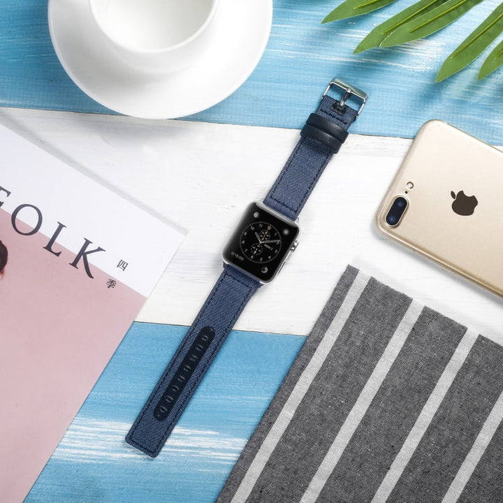 Lisslune | Fabric+Calfskin Bracelet for Apple Watch Series 10 42mm / 9&8&7 41mm / SE 3&SE 2&6&SE&5&4 40mm / 3&2&1 38mm