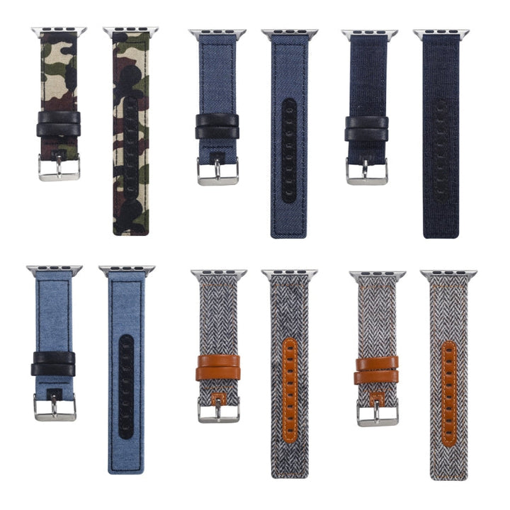 Lisslune | Fabric+Calfskin Bracelet for Apple Watch Series 10 42mm / 9&8&7 41mm / SE 3&SE 2&6&SE&5&4 40mm / 3&2&1 38mm