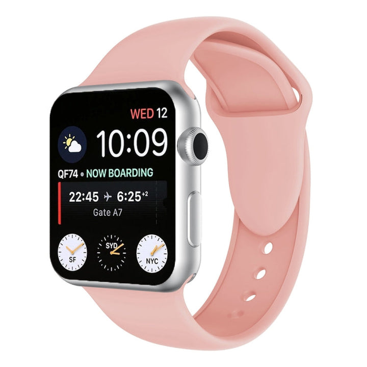 Lisslune | Double Buckle Silicone Watch Strap for Apple Watch Series 3 & 2 & 1 42mm (Pink Red)