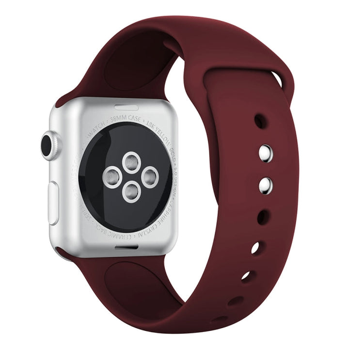 Lisslune | Double Stud Silicone Watch Band for Apple Watch Series 3 & 2 & 1 42mm (Wine Red)
