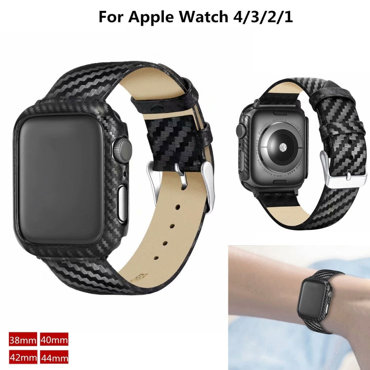 Lisslune | Leather Carbon Fiber Band + Case for Apple Watch Series 3 & 2 & 1 42mm
