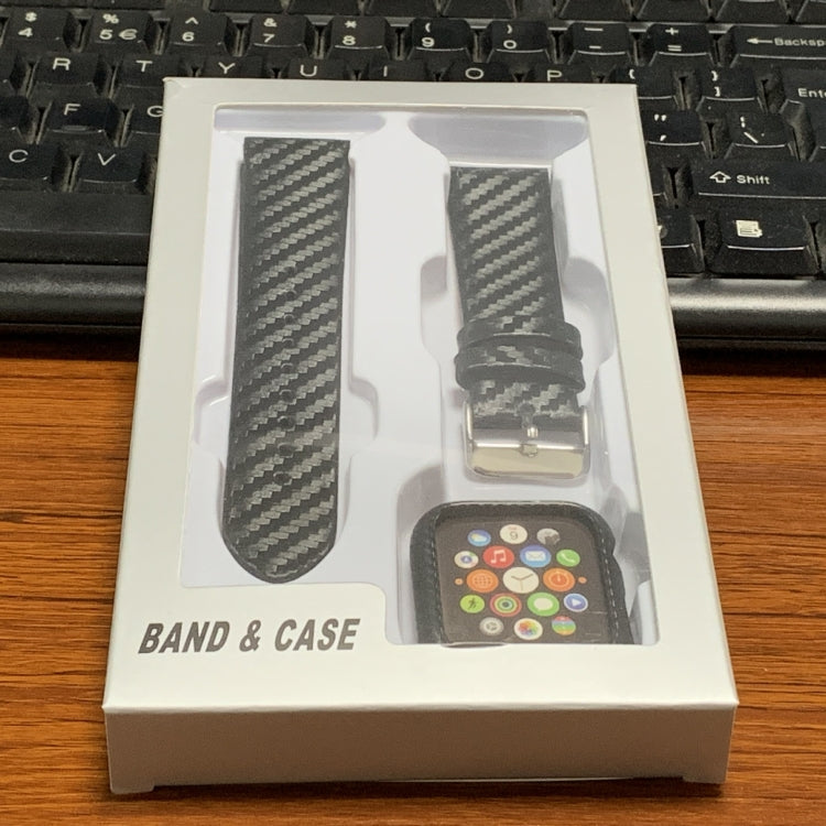 Lisslune | Leather Carbon Fiber Band + Case for Apple Watch Series 3 & 2 & 1 42mm