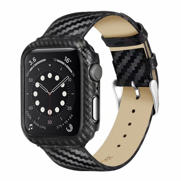 Lisslune | Leather Carbon Fiber Band + Case for Apple Watch Series 3 & 2 & 1 42mm