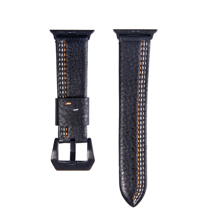 Lisslune | For Apple Watch Series 3 & 2 & 1 38mm Three Line Pattern PU Leather Watch Band (Black)