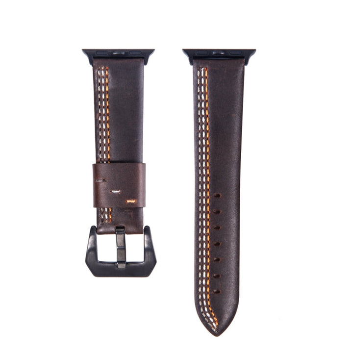 Lisslune | For Apple Watch Series 3 & 2 & 1 38mm Tiga Line Pattern PU Leather Strap (Coffee)