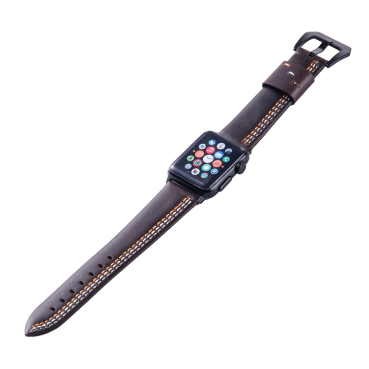 Lisslune | For Apple Watch Series 3 & 2 & 1 38mm Tiga Line Pattern PU Leather Strap (Coffee)