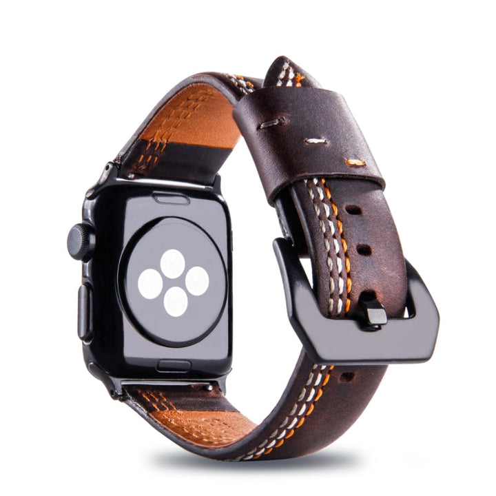 Lisslune | For Apple Watch Series 3 & 2 & 1 38mm Tiga Line Pattern PU Leather Strap (Coffee)