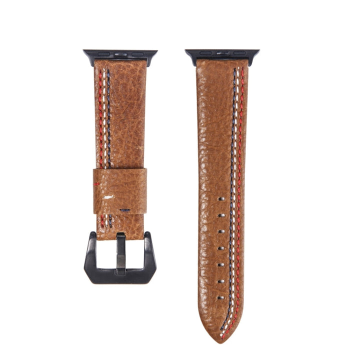 Lisslune | For Apple Watch Series 3 & 2 & 1 38mm Tiga Lines Pattern PU Leather Band (Brown)