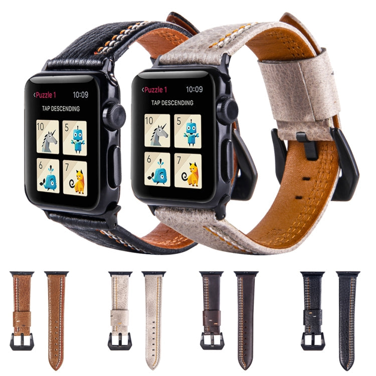 Lisslune | For Apple Watch Series 3 & 2 & 1 38mm Tiga Lines Pattern PU Leather Band (Brown)