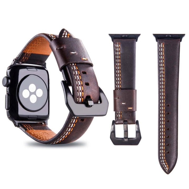 Lisslune | For Apple Watch Series 3 & 2 & 1 42mm Tiga Line Pattern PU Leather Strap (Coffee)