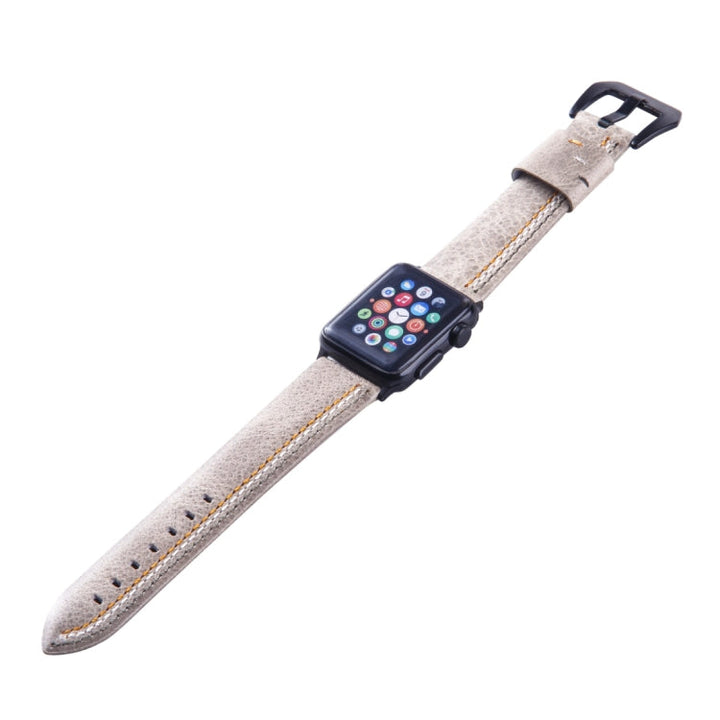 Lisslune | For Apple Watch Series 3 & 2 & 1 42mm Tiga Line Pattern PU Leather Strap (White)