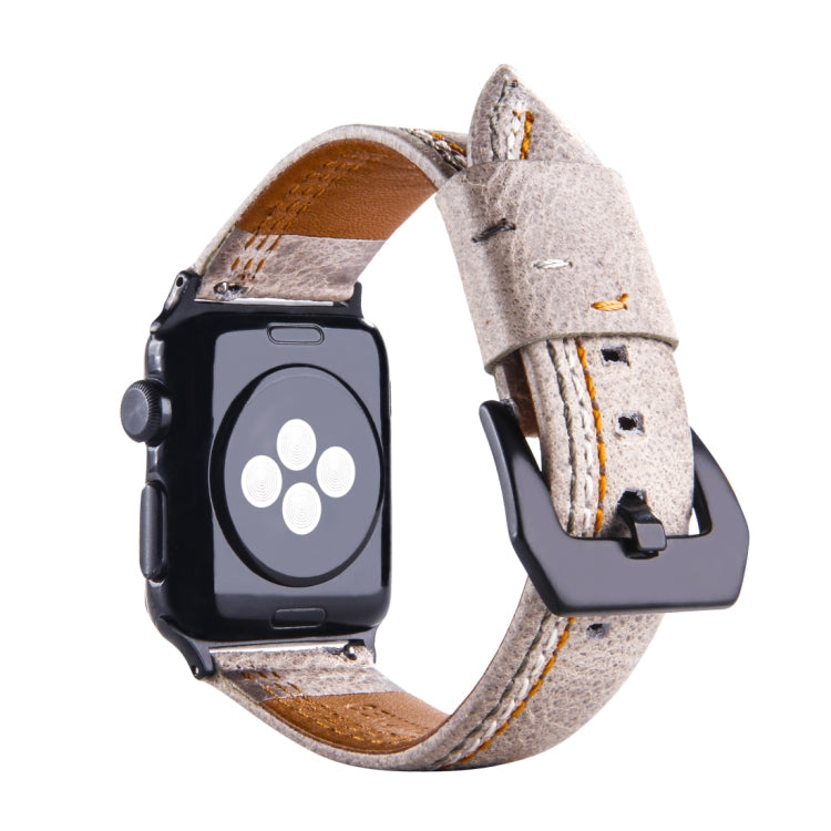 Lisslune | For Apple Watch Series 3 & 2 & 1 42mm Tiga Line Pattern PU Leather Strap (White)