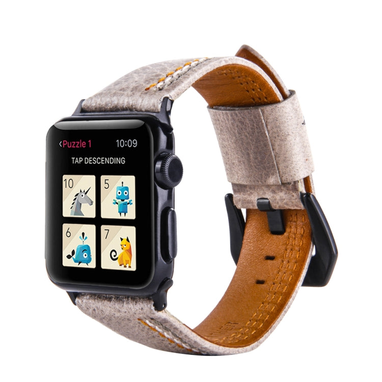 Lisslune | For Apple Watch Series 3 & 2 & 1 42mm Tiga Line Pattern PU Leather Strap (White)
