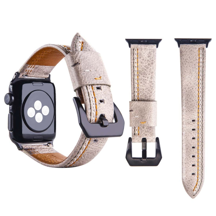 Lisslune | For Apple Watch Series 3 & 2 & 1 42mm Tiga Line Pattern PU Leather Strap (White)