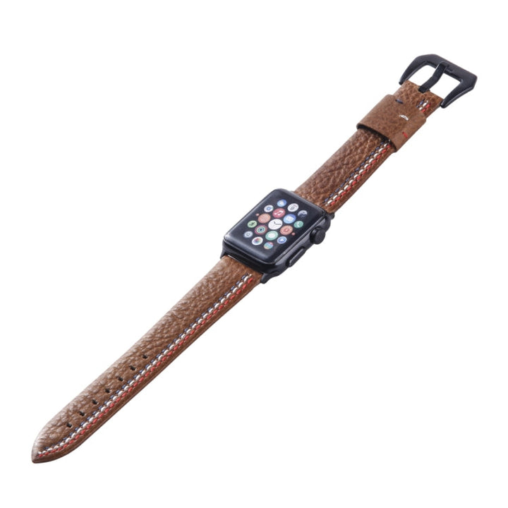 Lisslune | For Apple Watch Series 3 & 2 & 1 42mm Tiga Line Pattern PU Leather Strap (Brown)