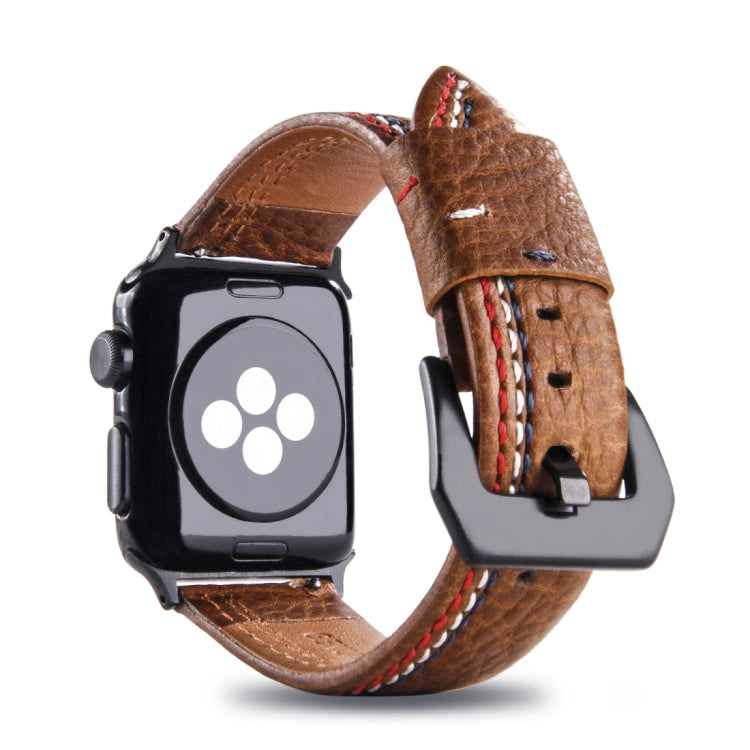 Lisslune | For Apple Watch Series 3 & 2 & 1 42mm Tiga Line Pattern PU Leather Strap (Brown)