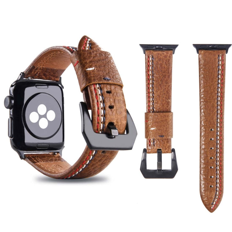 Lisslune | For Apple Watch Series 3 & 2 & 1 42mm Tiga Line Pattern PU Leather Strap (Brown)