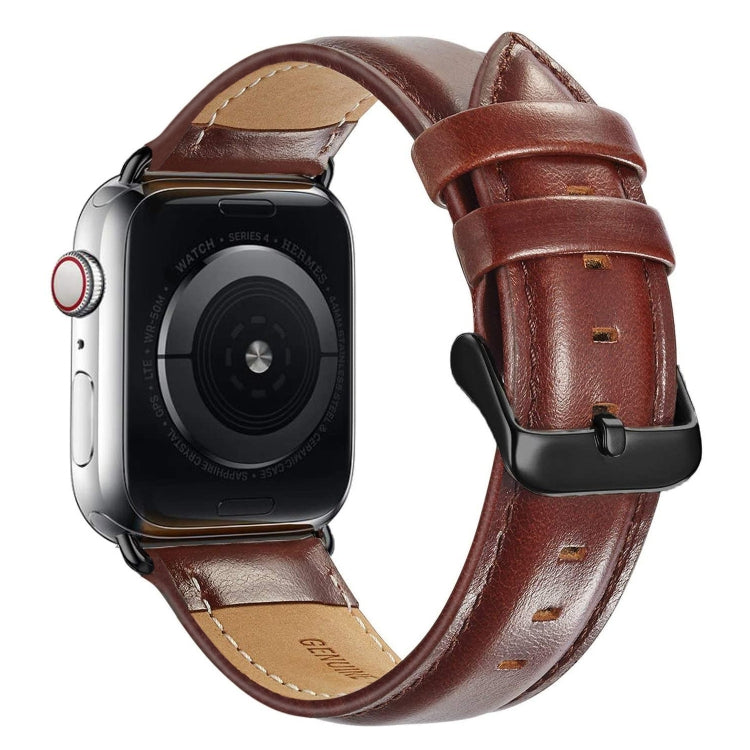 Lisslune | Black Buckle Leather Watch Band for Apple Watch Series 10 42 mm / 9&8&7 41 mm / SE 3&SE 2&6&SE&5&4 40 mm / 3&2&1 38 mm (Dark Brown)