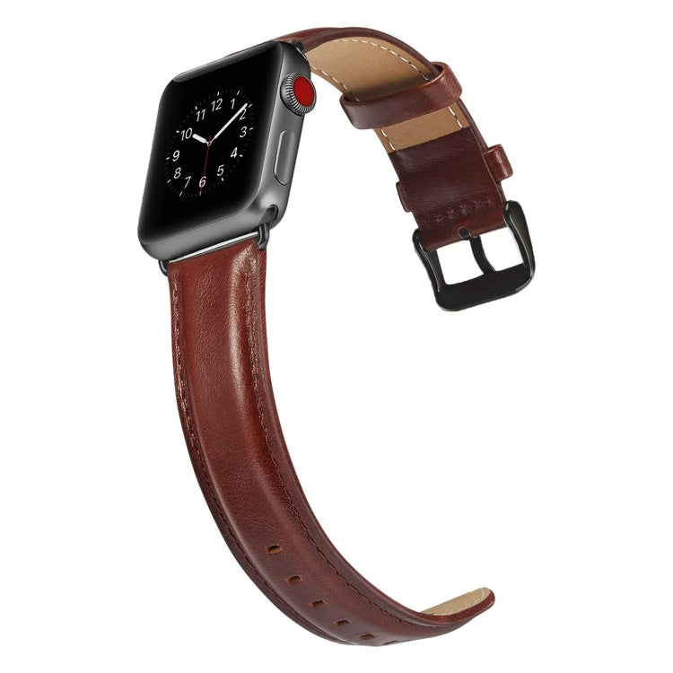 Lisslune | Black Buckle Leather Watch Band for Apple Watch Series 10 42 mm / 9&8&7 41 mm / SE 3&SE 2&6&SE&5&4 40 mm / 3&2&1 38 mm (Dark Brown)