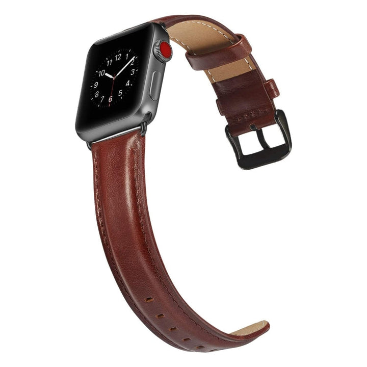 Lisslune | Black Buckle Leather Watch Band for Apple Watch Series 10 42 mm / 9&8&7 41 mm / SE 3&SE 2&6&SE&5&4 40 mm / 3&2&1 38 mm (Dark Brown)